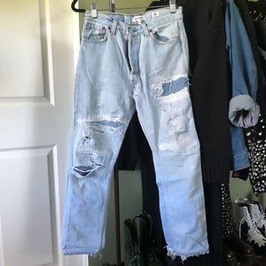 RE/DONE Ass/Butt Rip Patchwork Distressed Jeans